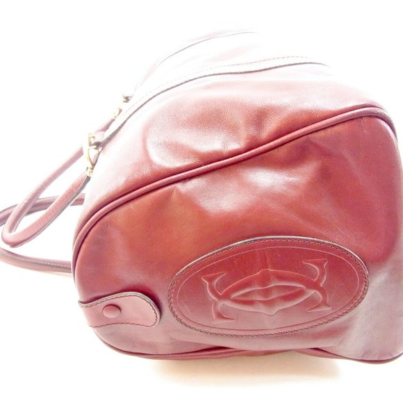 Cartier Boston Bag Mastline Bordeaux Leather Auth USED T9468 - Picture 8 of 8